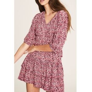 ba&sh Nina Dress 3/4 Sleeve Floral Tiered